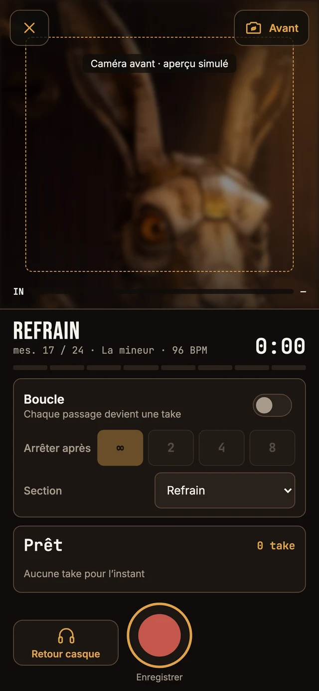 Écran « La prise » de l’app Lapiloop